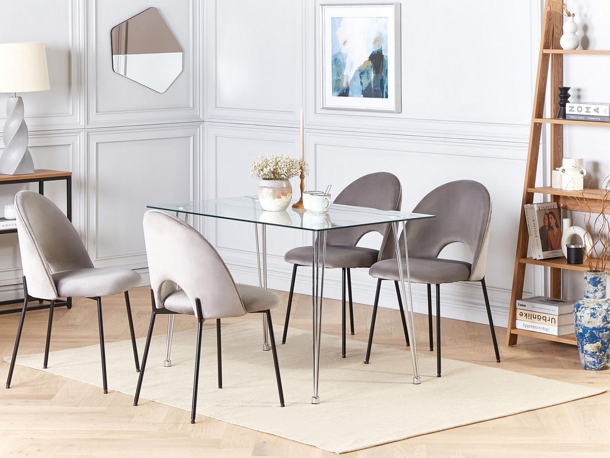 ESSTISCH 120/70/74 cm Silberfarben Rechteckig Winston - Silberfarben, Glas (120/70/74cm) - Beliani