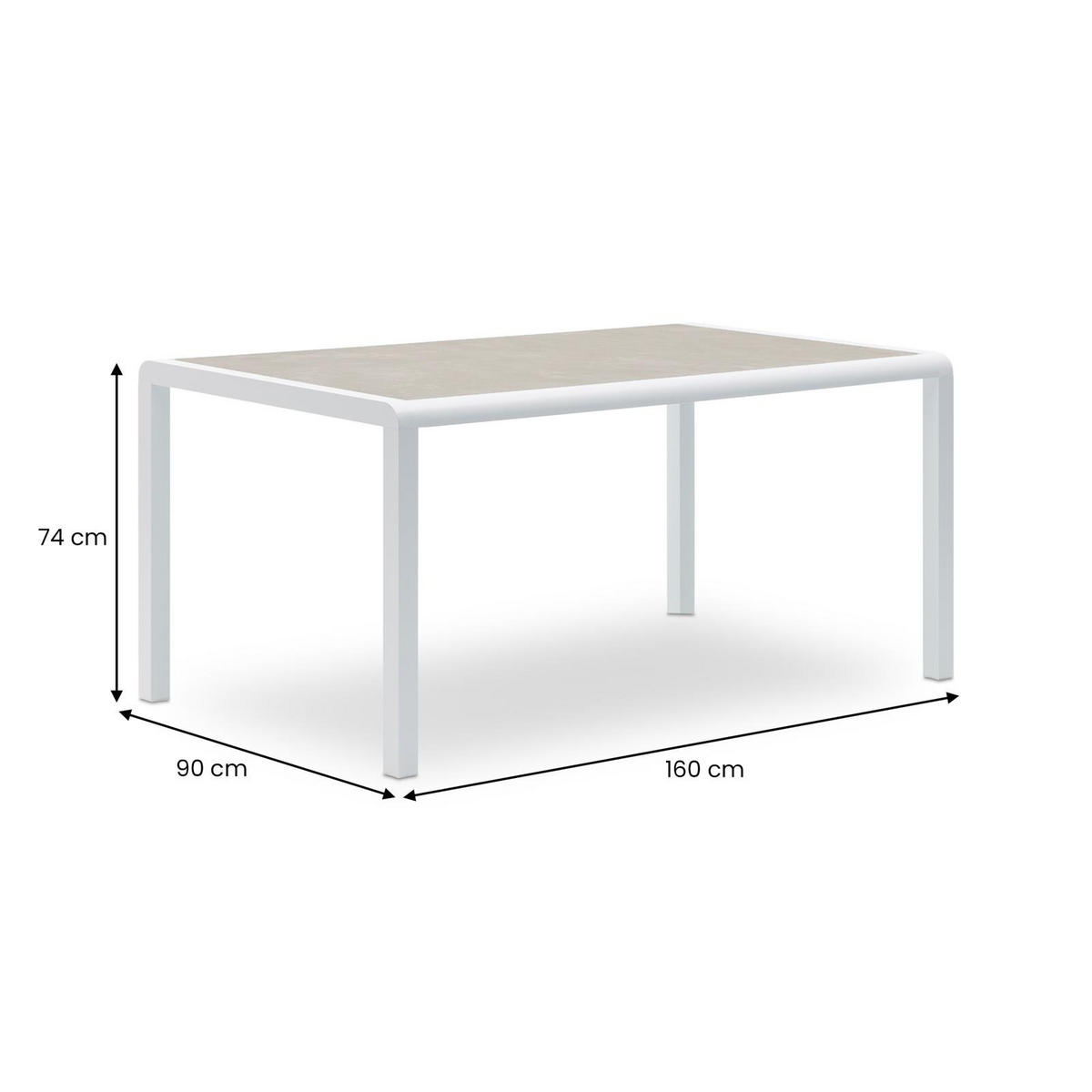 GARTENTISCH TRAPANI grau, weiß - Grau, Glas/Metall (90/160/75cm) - IDIMEX