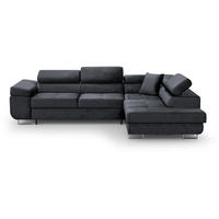 ECKSCHLAFSOFA Vild verstellbaren Kopfstützen, Schwarz, rechts - Chromfarben/Schwarz, Textil (275/203cm) - Beautysofa