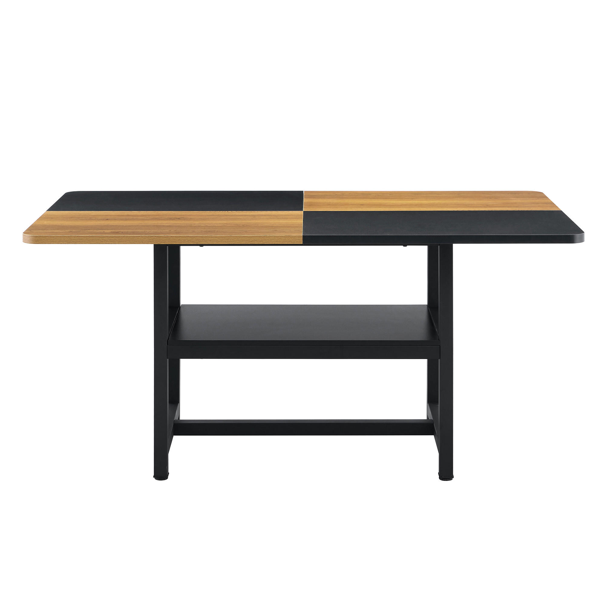 ESSTISCH Schwarz + Holz mit multifunktionalem Ablagefach 160/90/76 cm - Naturfarben, Holz (90/160/76cm) - Oxeza