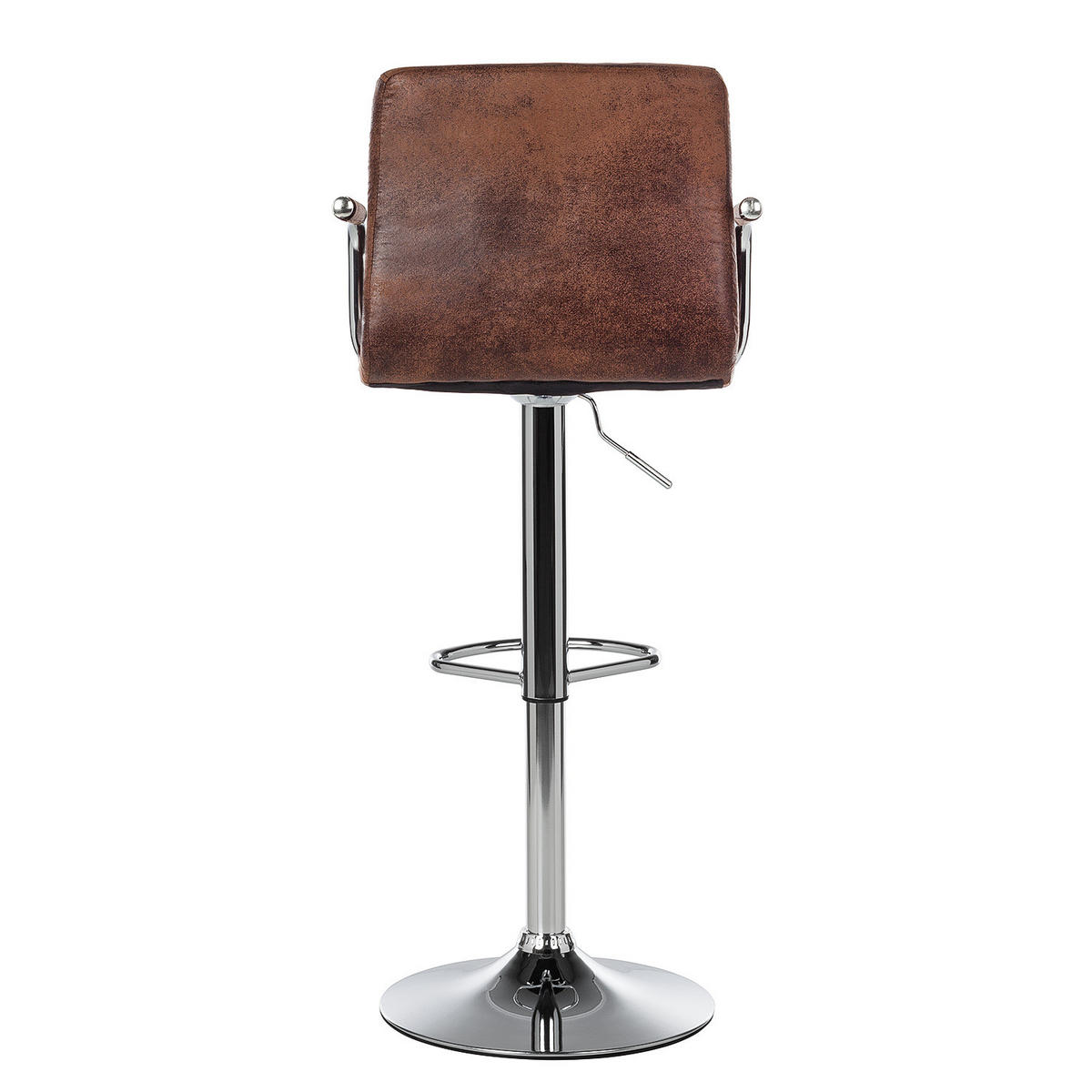 BARSTUHL - Metall / Kunstleder - Chromfarben/Braun, Leder/Kunststoff (53/96/49cm) - home24