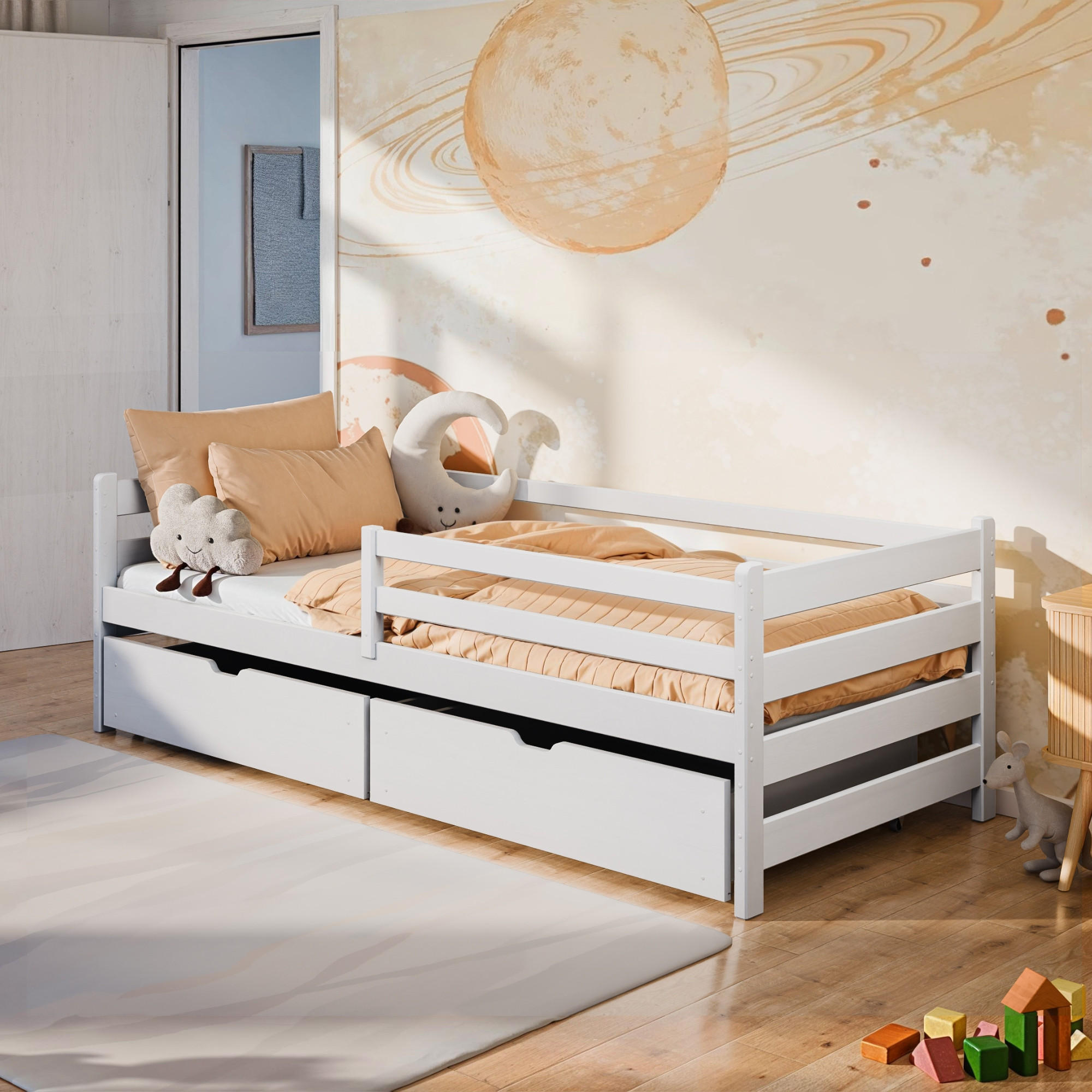 KINDERBETT 90x200 cm mit 2 Schubladen weiß - Weiß, Holz (90/200cm) - Kids Collective