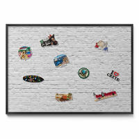 MAGNETTAFEL 100x70 cm Schwarzer Rahmen Ziegelwand Helle Wand - Zinkfarben, Metall (100/70/0.4cm) - TULUP