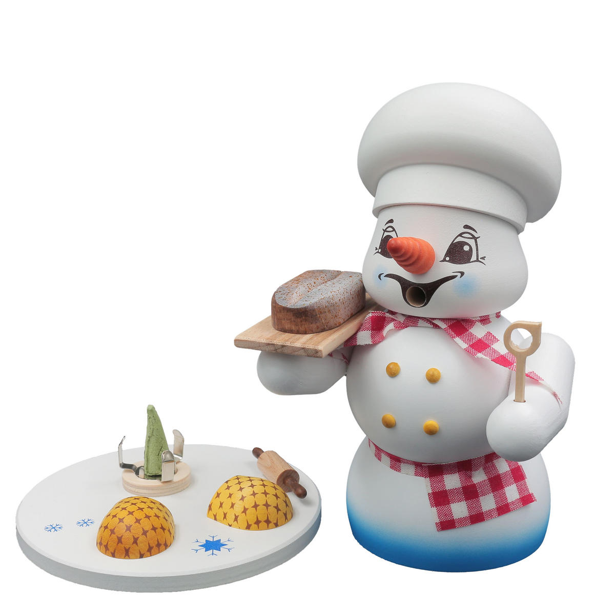 RAUCHFIGUR Schneemann Weiß Bäcker 19 cm - Multicolor, Holz (15/19/0.1cm)