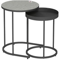 SATZTISCHE 42/42/54 und 36/36,5/48,5 cm im 2er-Set, stapelbar mit Tablettdesign und Metallgestell, Grau - Grau, Metall (42/42/54cm) - Redom