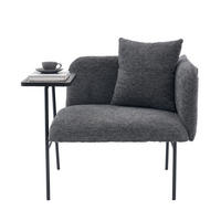 SESSEL 86/72/71 cm dunkelgrau aus Chenille mit Beistelltisch - Dunkelgrau, Textil (72/71/86cm) - OKWISH