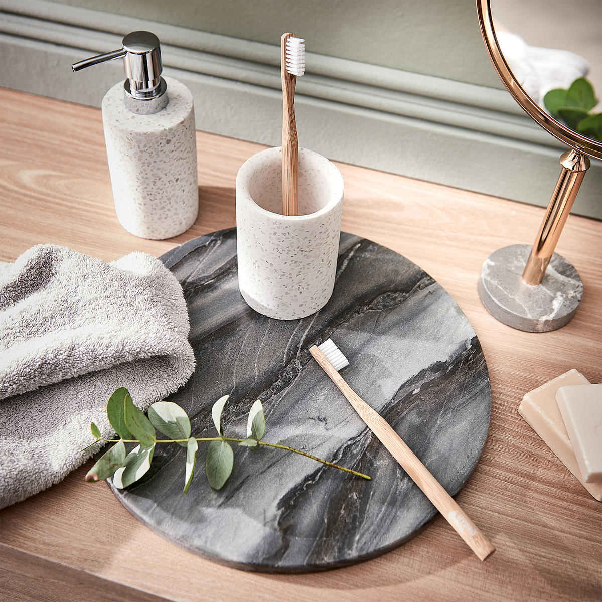 ZAHNPUTZBECHER Samos - Weiß, Stein (11/25/11cm) - Butlers