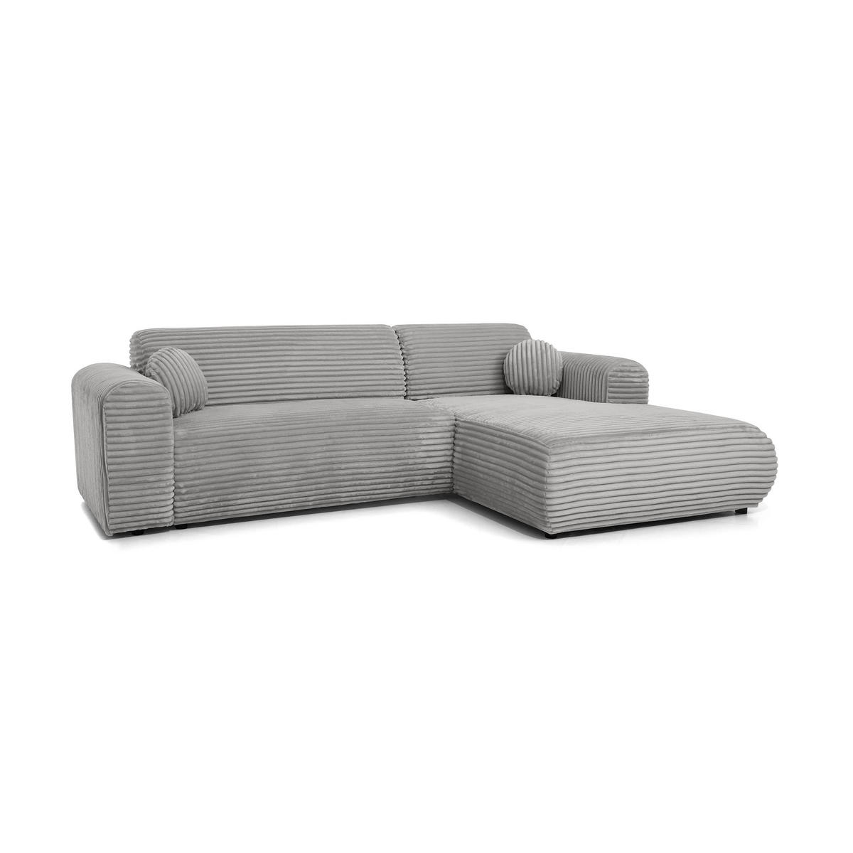 ECKSOFA Puerto, ohne Schlaffunktion, Hellgrau, rechts - Schwarz/Grau, Textil (269/170cm) - Beautysofa
