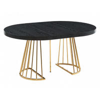 ESSTISCH ausziehbar - 2 bis 12 Personen - MDF & Stahl - Schwarz & Goldfarben - FIRELA - Schwarz, Holz (260/110/76cm) - Vente-Unique
