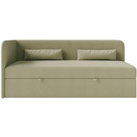 JUGENDBETT Calmmo Olivgrün mit Chenille-Bezug, Kopfteil links - Olivgrün, Textil (90/200cm) - Selsey