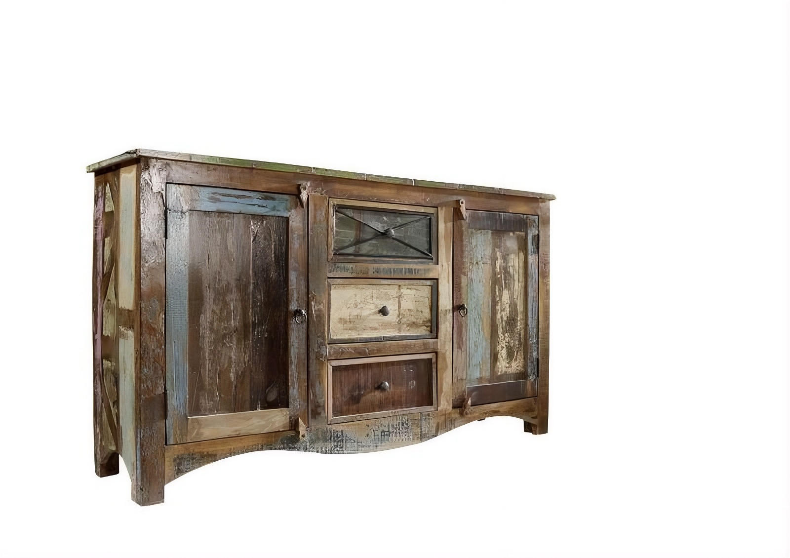 SIDEBOARD Altholz 150x38x85 mehrfarbig lackiert NATURE OF SPIRIT #05 - Multicolor, Holz (150/85/38cm) - Massivmoebel24
