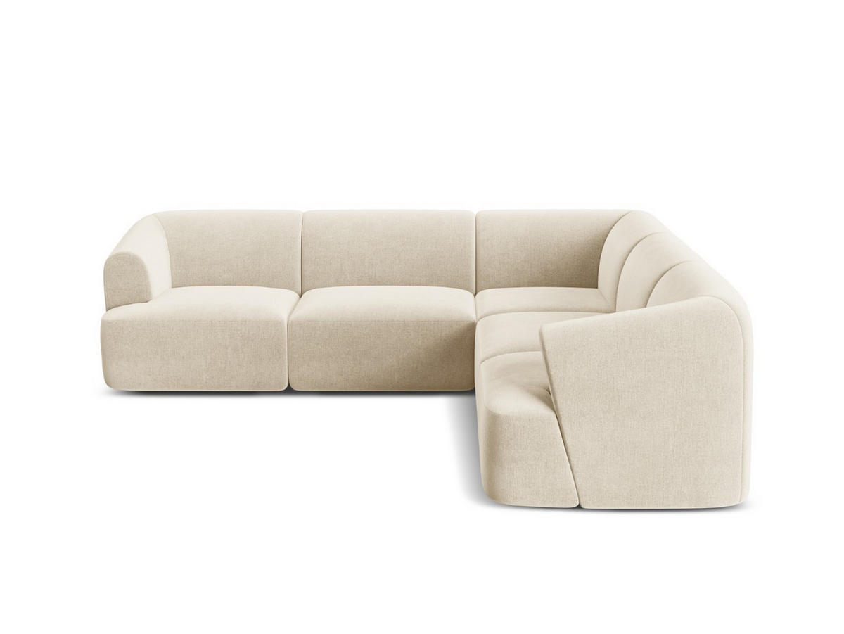 SYMMETRISCHES-MODULARES-ECKSOFA Campi aus Samt leichtes beige 6 Sitzplätze - Creme, Textil (255/255cm) - Cosmopolitan Design