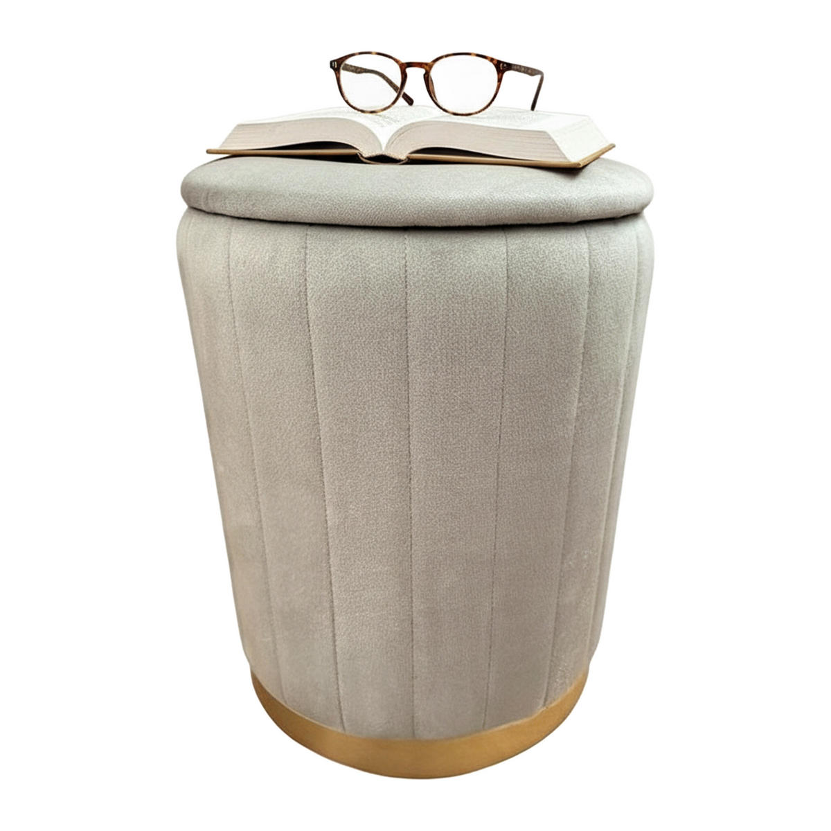 HOCKER - Hellgrau/Grau, Holzwerkstoff/Textil (32/42/32cm) - Relaxdays