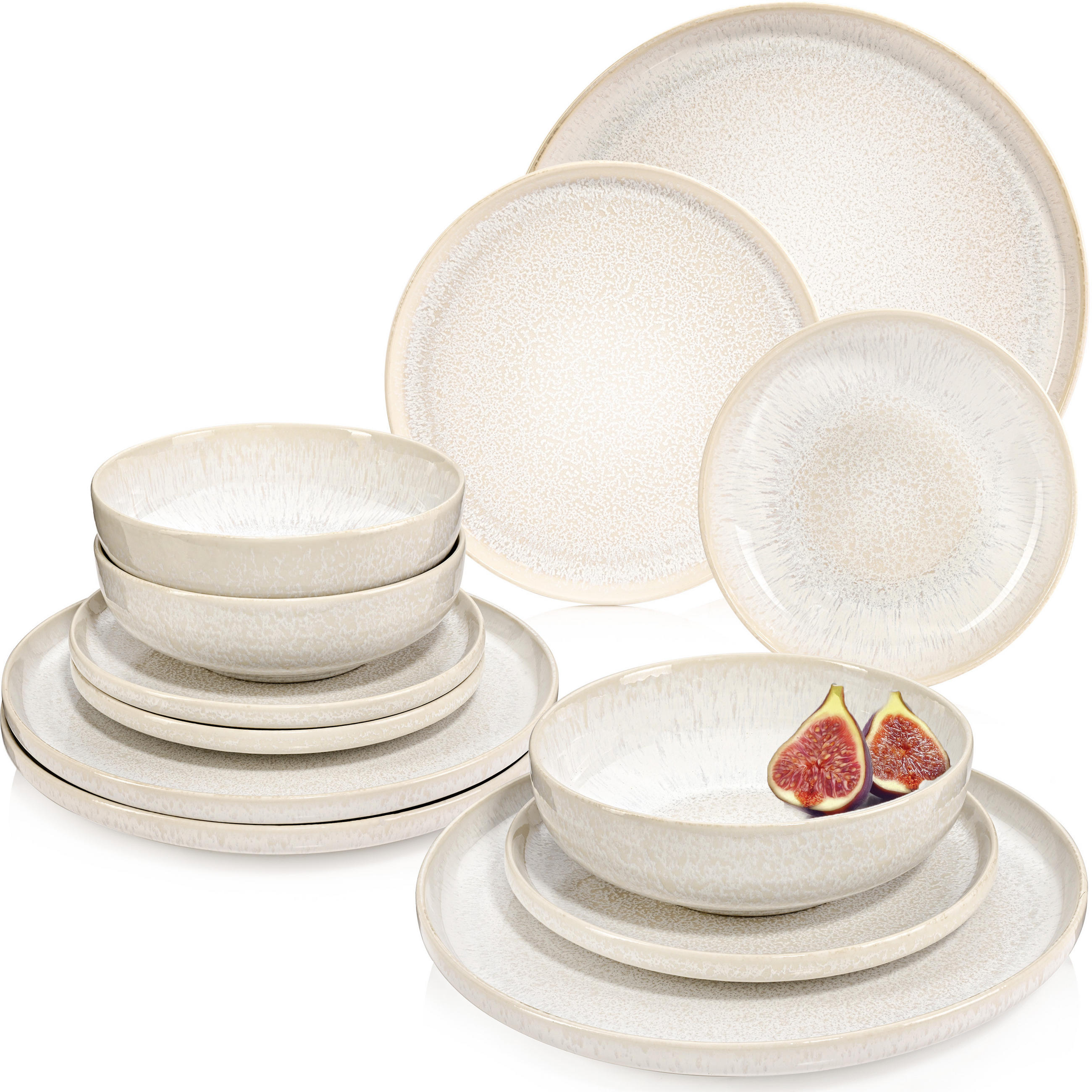 TAFELSERVICE KORFU - 12 teilig aus Steingut - Creme, Stein (27.5/5/27.5cm) - Sänger