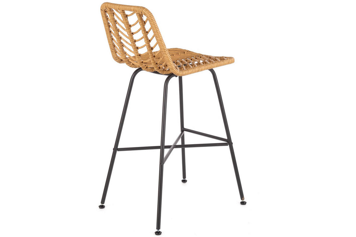 HOCKER IDUS Skandinavisch, natur/schwarz - Schwarz/Naturfarben, Kunststoff (113/46/43cm) - KONSIMO®