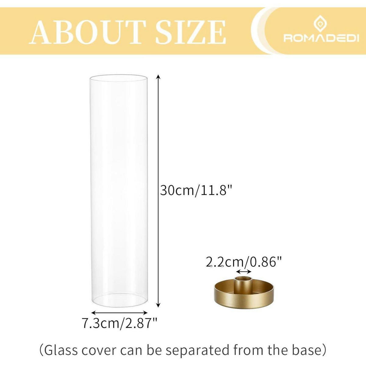 KERZENSTÄNDER 2-teiliges Set Metall Gold mit Glaszylinder 30 cm - Goldfarben, Glas (19.5/33/11.5cm)
