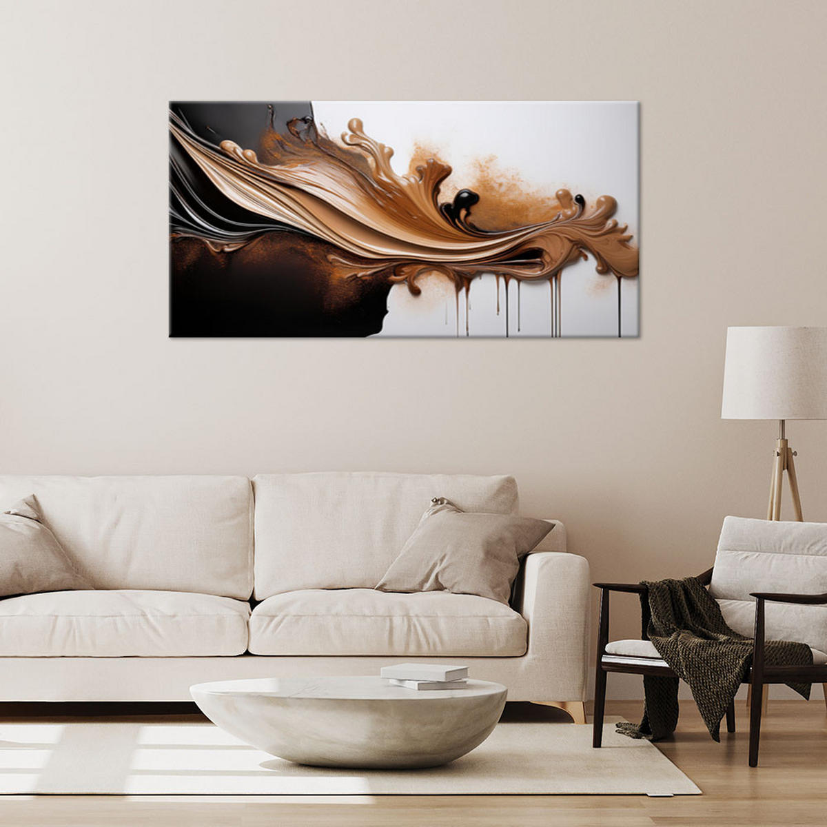 WANDBILD Modern Braun Abstrakt 3D-Effekt - Braun, Textil (120/60cm) - Feeby