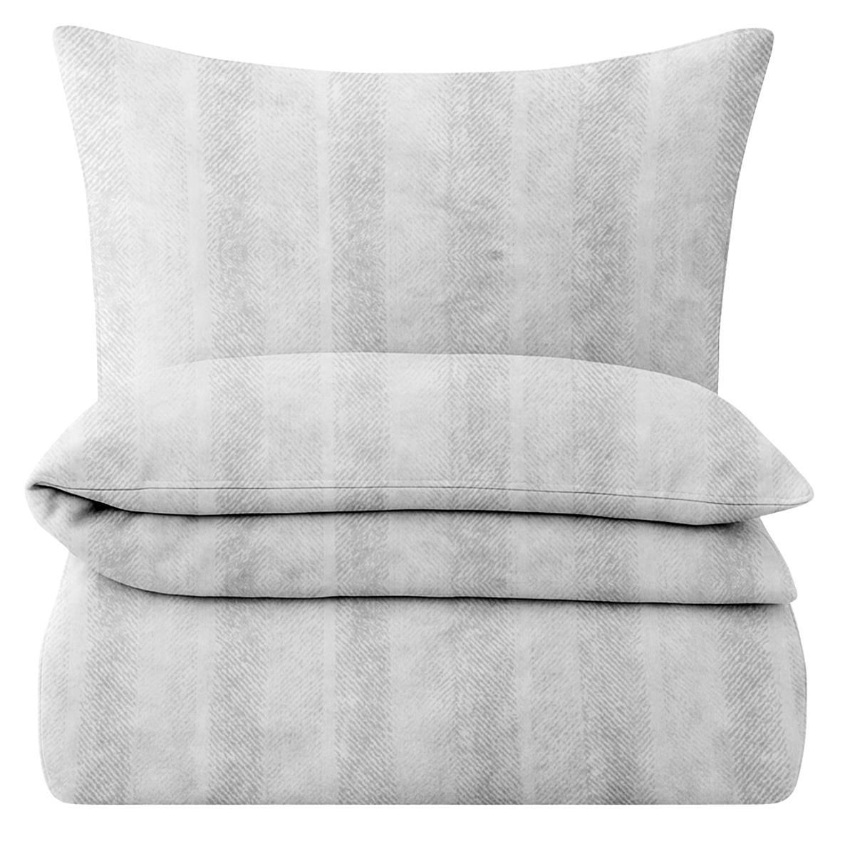 BETTWÄSCHE Stone Washed 155x220 cm aus 100% Baumwolle, Renforce Bettbezug im gestreiften Used Look - 155 x 220 Grau - Grau, Textil (155/220cm) - Carpe Sonno