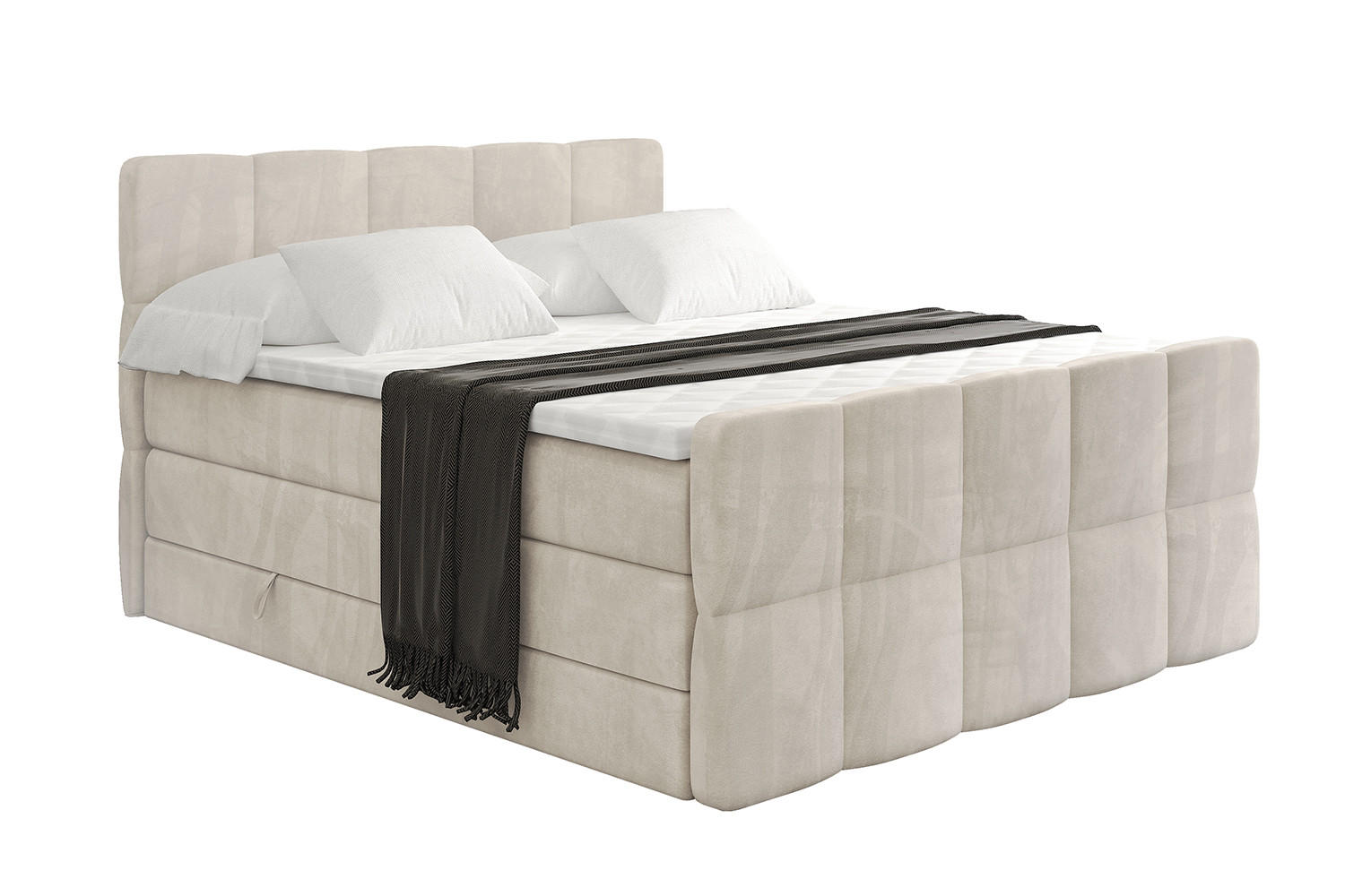 BOXSPRINGBETT mit Matratze und Lattenrost - LIRO-Z KING-120x200 - Beige Casablanca - Beige, Holzwerkstoff (120/200cm) - ALTDECOR