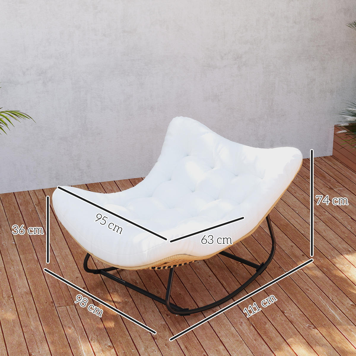 SCHAUKELLSTUHL DE-13621 eiförmig mit Polster Creme - Creme, Metall (98/74/111cm) - ComfortXL