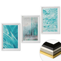 WANDBILDER 3er-Set - 40x60 cm Weißer Rahmen - Abstrakte Muster in Blautönen - Weiß, Kunststoff (40/60cm) - ArtPrintCave