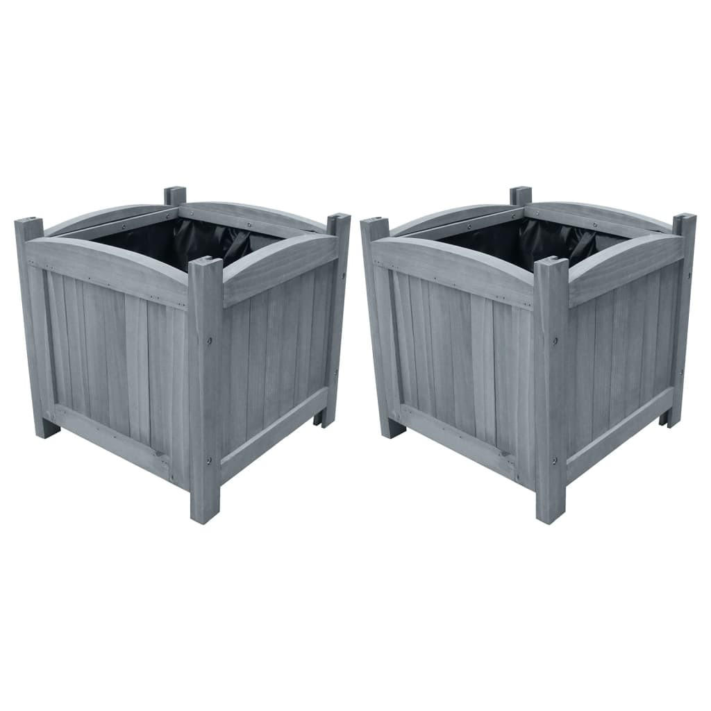GARTEN-HOCHBEETE 2 Stk. 30x30x30 cm Massivholz Tanne - Grau, Holz (30/30/30cm) - furnicato