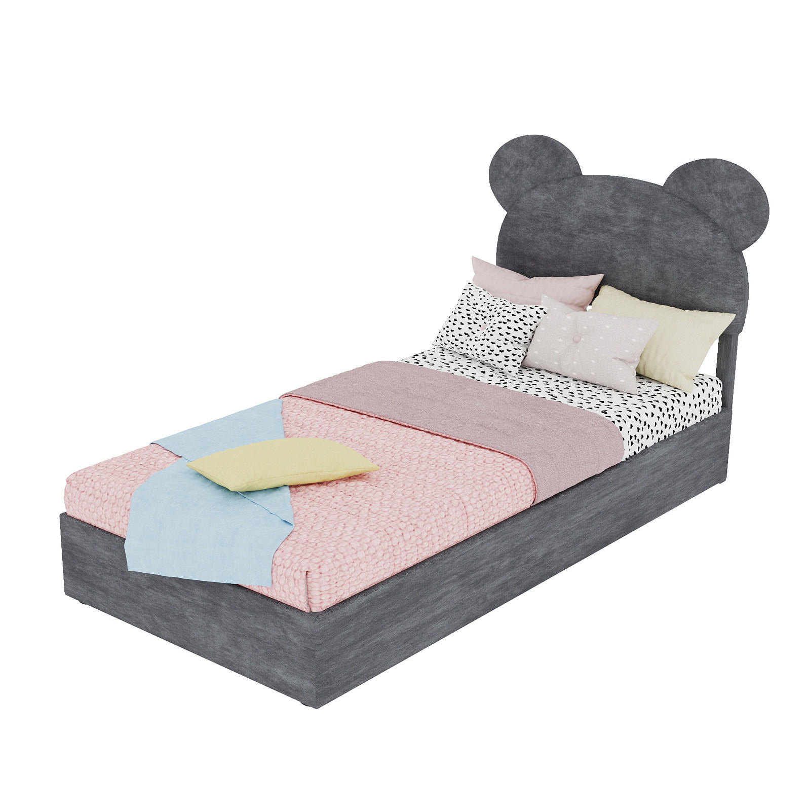 POLSTERBETT 90/200 cm grau aus Stoff und Metall mit Stauraum - Grau, Textil (90/200cm) - OKWISH