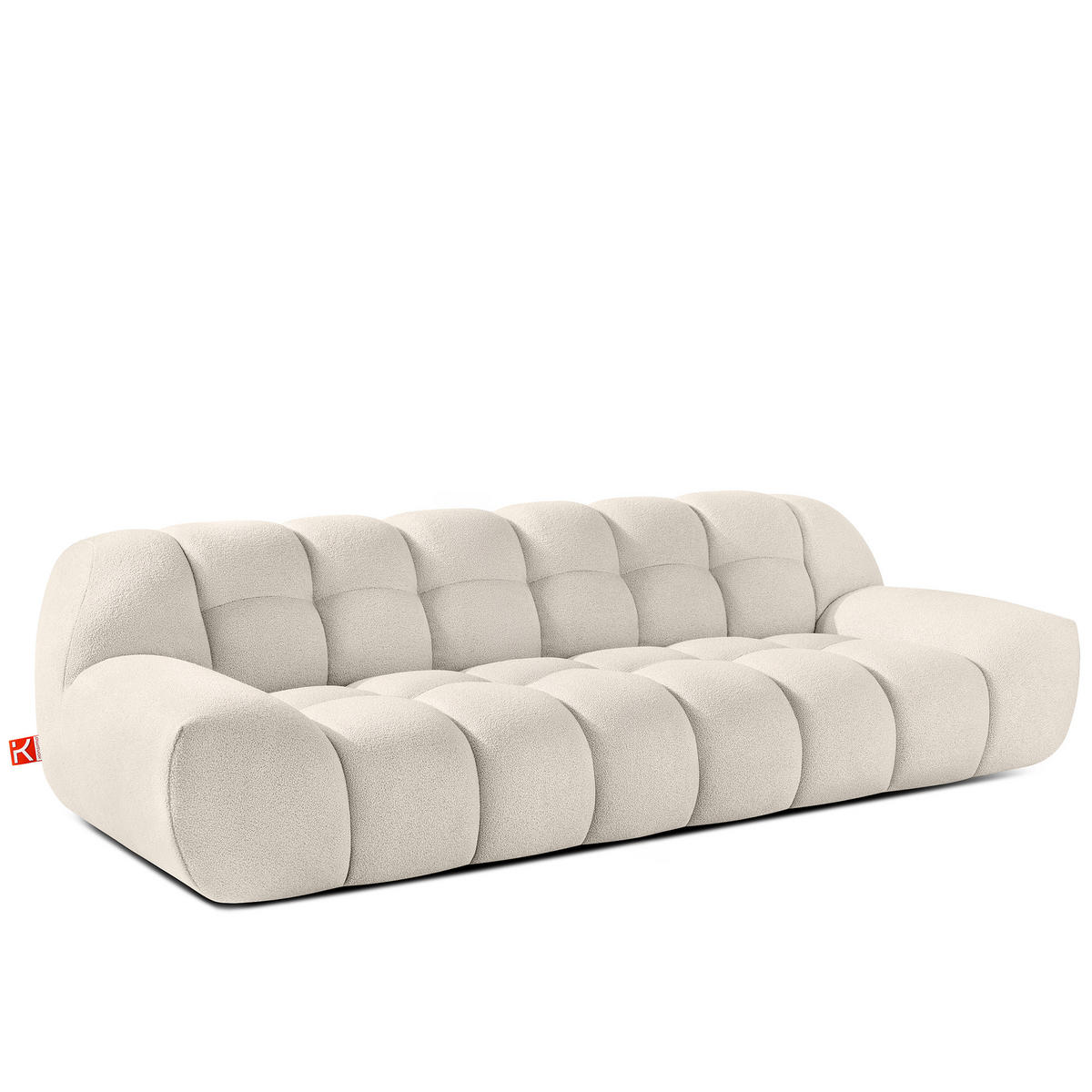 EINZELSOFA VENA Bouclé, Weiß - Weiß, Holz/Textil (254/72/105cm) - KONSIMO®