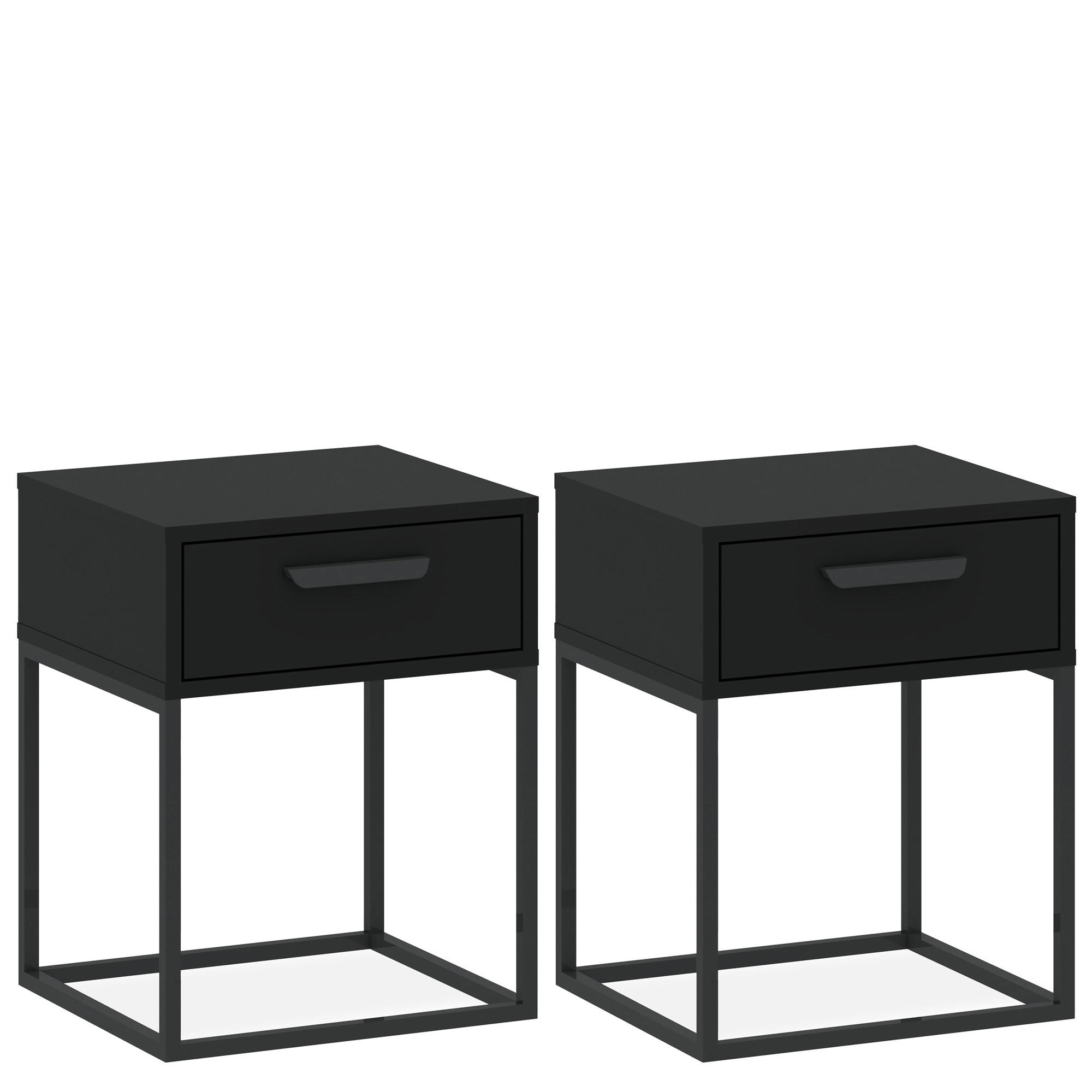 NACHTTISCH RECTUS 2-er Set - Schwarz, Holzwerkstoff (40/52/39cm) - KONSIMO®