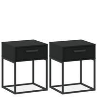 NACHTTISCH RECTUS 2-er Set - Schwarz, Holzwerkstoff (40/52/39cm) - KONSIMO®
