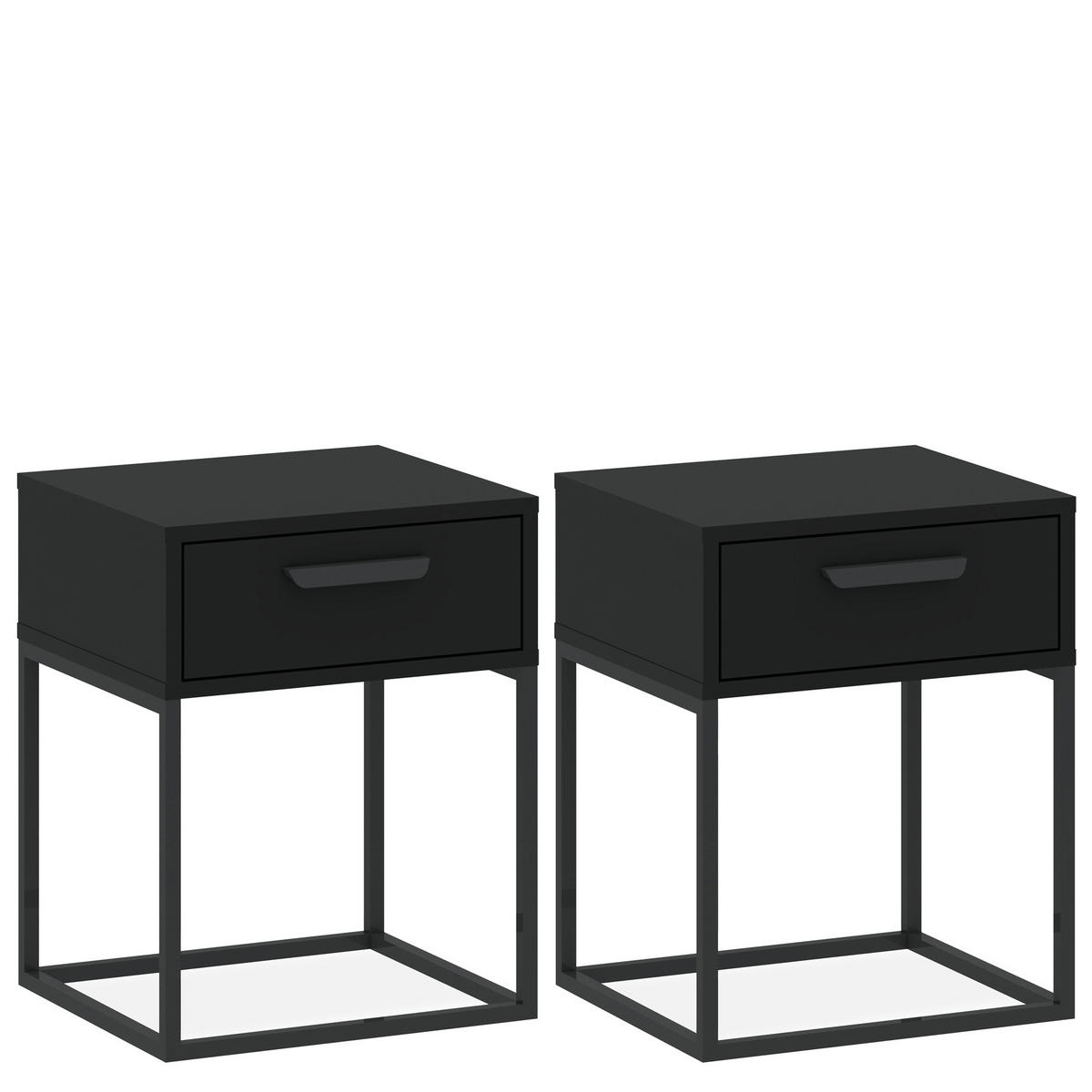 NACHTTISCH RECTUS 2-er Set - Schwarz, Holzwerkstoff (40/52/39cm) - KONSIMO®