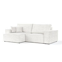 ECKSOFA CAVO mit Schlaffunktion Creme im Neve Stoff - Creme/Schwarz, Holz/Holzwerkstoff (255/148cm) - AltaBeds