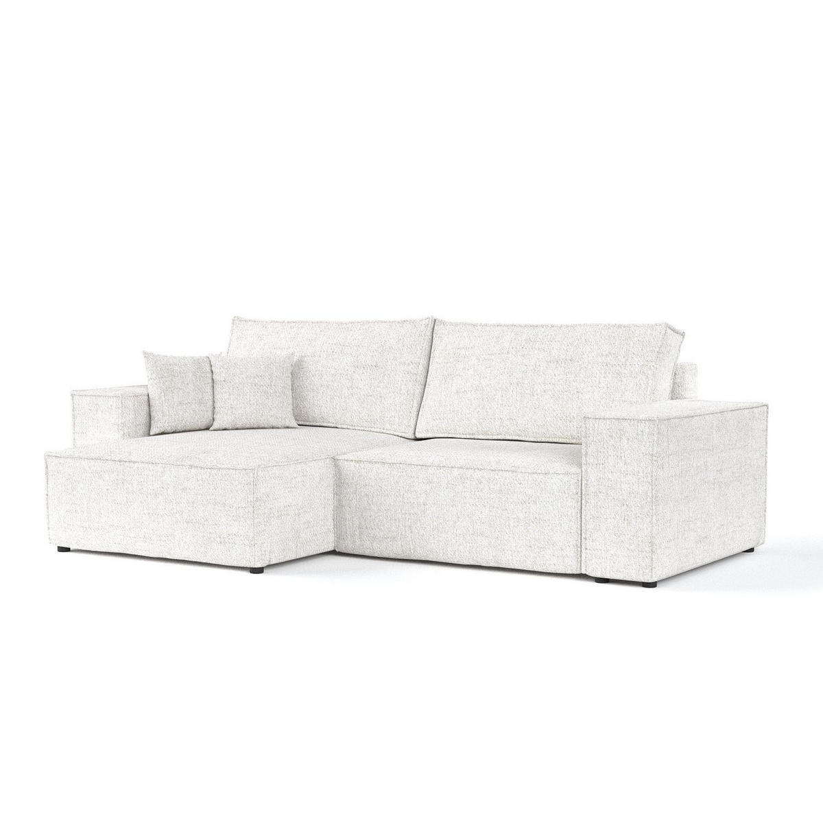 ECKSOFA CAVO mit Schlaffunktion Creme im Neve Stoff - Creme/Schwarz, Holz/Holzwerkstoff (255/148cm) - AltaBeds