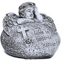 STEINFIGUR Herz Engel Du lebst in unserem Herzen massiver Steinguss Grabstein - Grau, Stein (10/8/8cm) - stoneandstyle