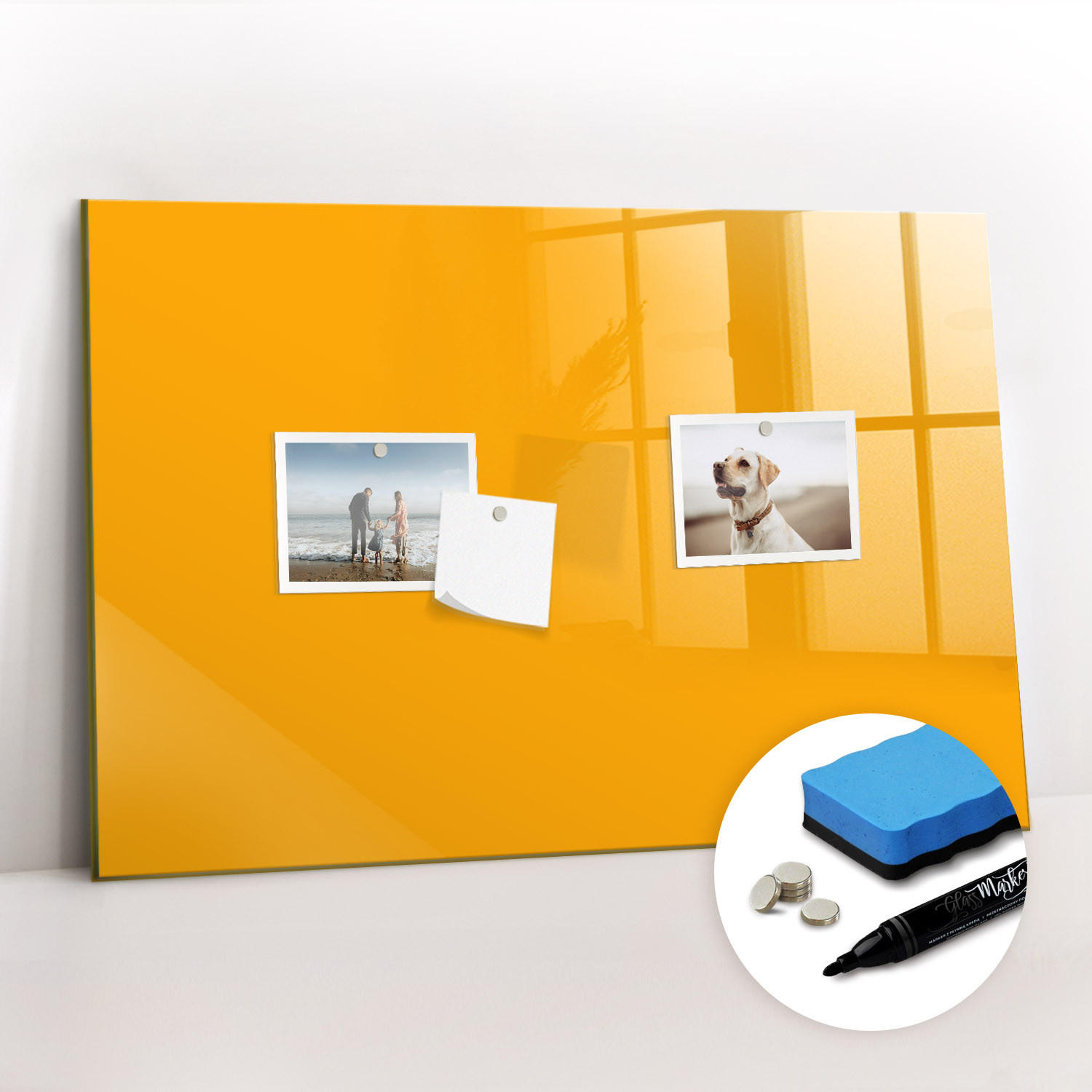MAGNETTAFEL 60x40 Dunkelgelb schwarzer Marker - Dunkelgelb, Glas (60/0.4/40cm) - TULUP