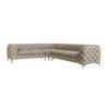 ECKSOFA Chesterfield Laura Dunkle Creme Samt - Silberfarben/Creme, Holz/Textil (323/264cm) - S-Style Möbel