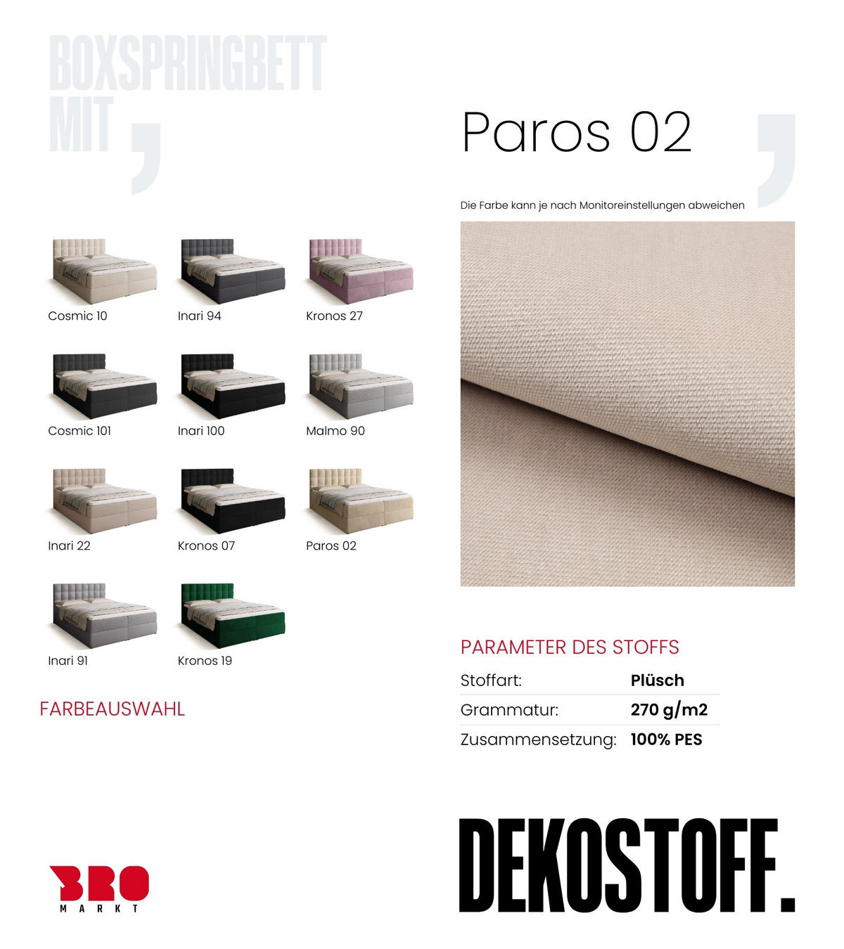 BOXBETT Detroit mit Topper 160/200 Beige - Beige, Holzwerkstoff/Textil (160/200cm) - Bromarkt