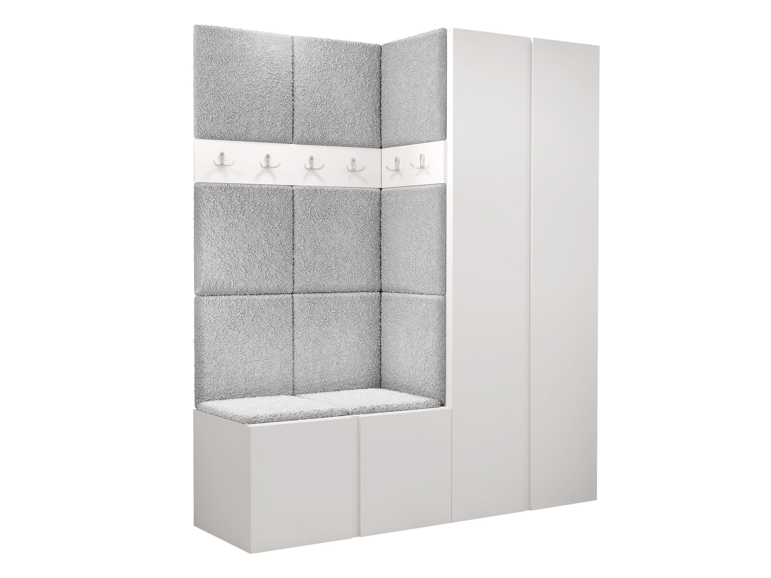 GARDEROBEN-SET Orion III - Hellgrau/Weiß, Holzwerkstoff/Kunststoff (158/186/46cm) - MIRJAN24