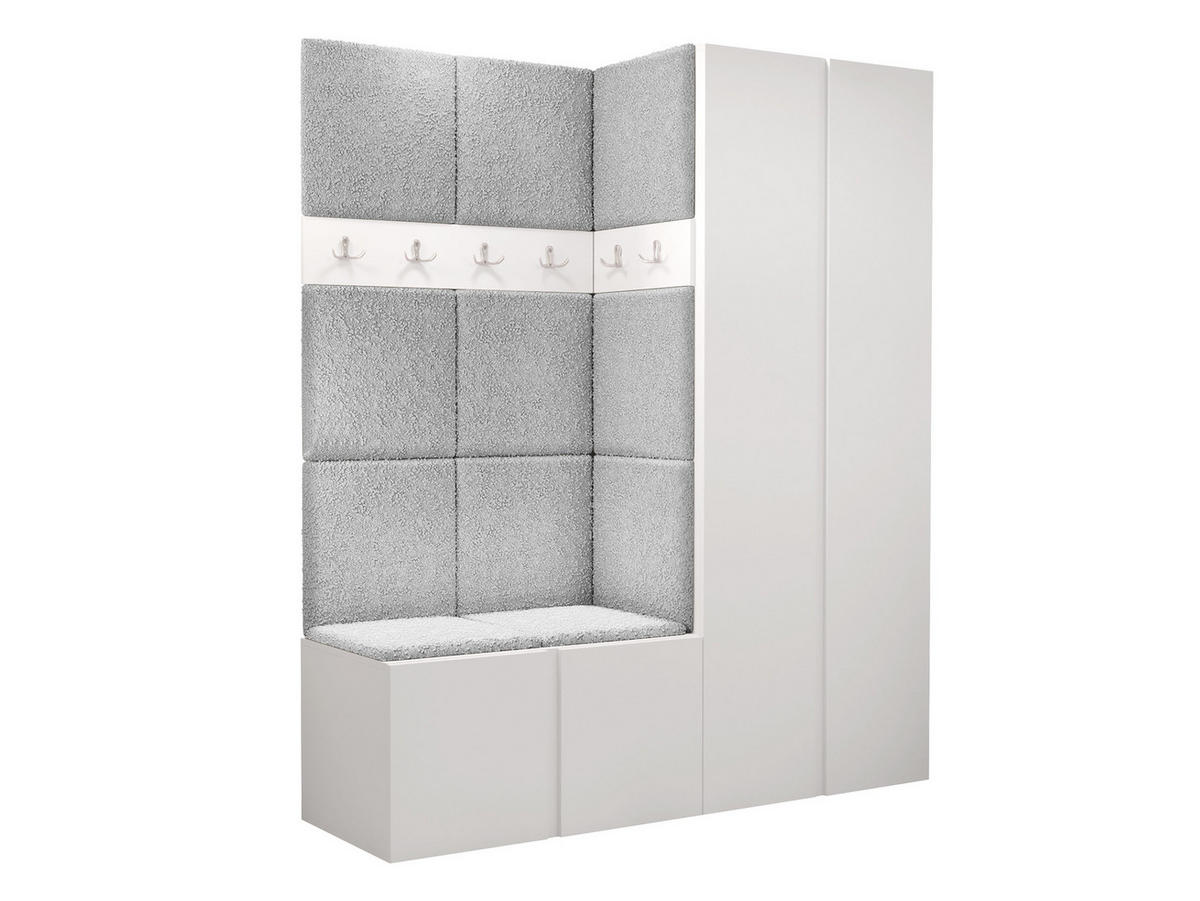 GARDEROBEN-SET Orion III - Hellgrau/Weiß, Holzwerkstoff/Kunststoff (158/186/46cm) - MIRJAN24