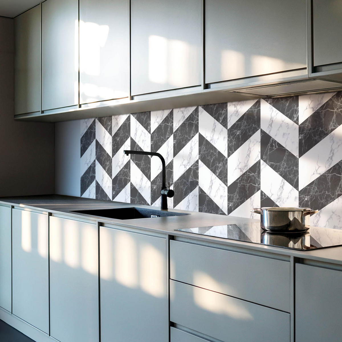 WANDPANEEL 100x50 cm selbstklebend Marelia - Graphitfarben, Kunststoff (50/1.6/100cm) - Wallfluent