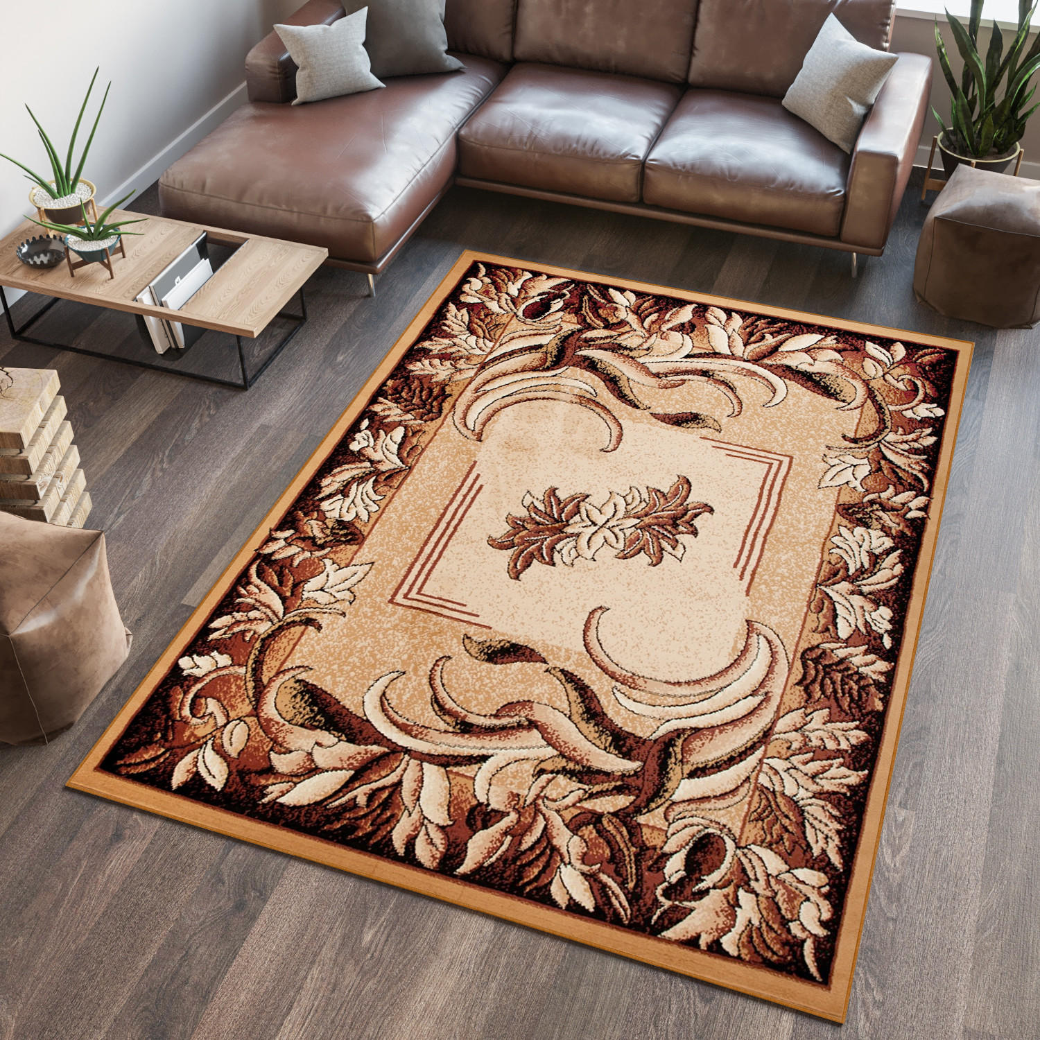 TEPPICH ATLAS Dunkelbraun Hellbraun 80/150 cm - Hellbraun/Dunkelbraun, Textil (80/150cm) - Tapiso