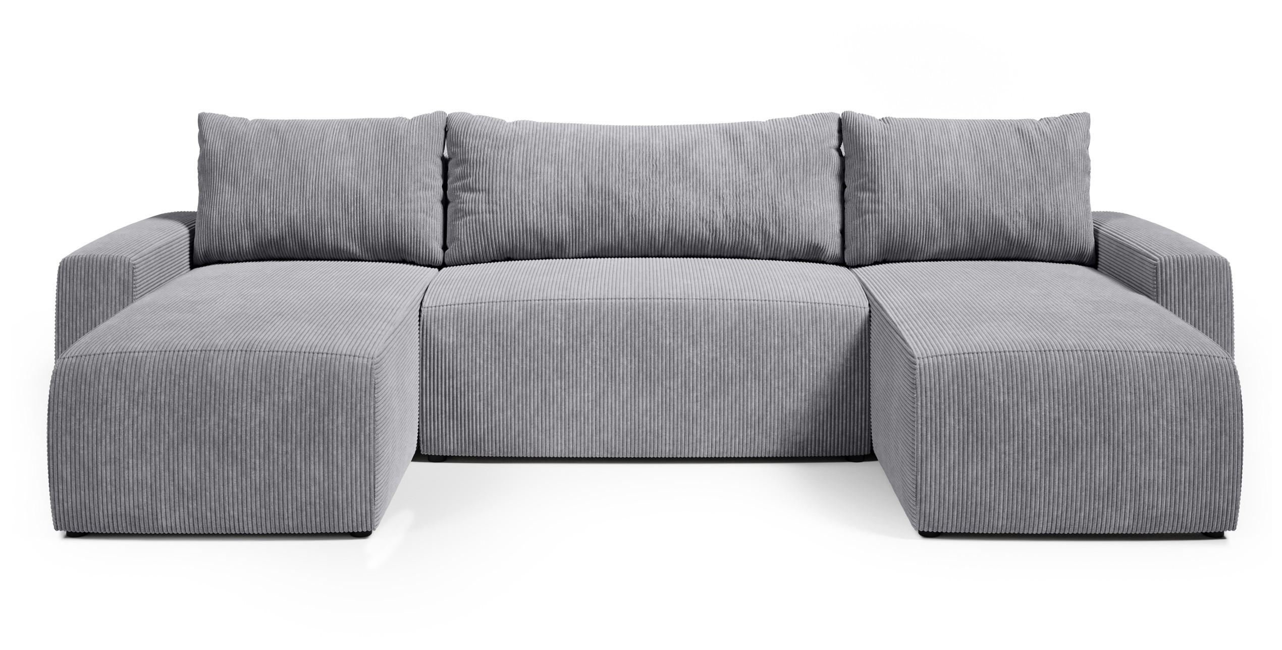 WOHNLANDSCHAFT Plush mit Schlaffunktion Hellgrau Cord - Hellgrau, Kunststoff/Textil (315/72/145cm) - Bromarkt