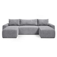 WOHNLANDSCHAFT Plush mit Schlaffunktion Hellgrau Cord - Hellgrau, Kunststoff/Textil (315/72/145cm) - Bromarkt