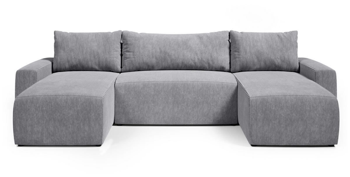 WOHNLANDSCHAFT Plush mit Schlaffunktion Hellgrau Cord - Hellgrau, Kunststoff/Textil (315/72/145cm) - Bromarkt