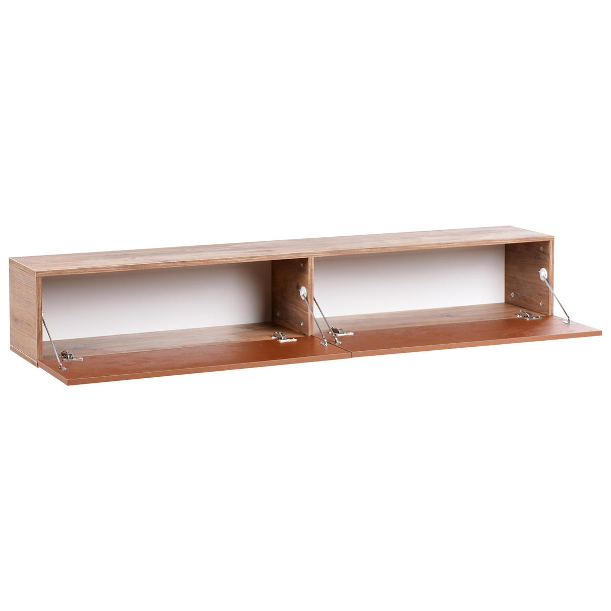 WANDMONTIERTER-TV-SCHRANK Rot/Braun Gladstone - Rot/Braun, Holzwerkstoff (180/30/32cm) - Beliani