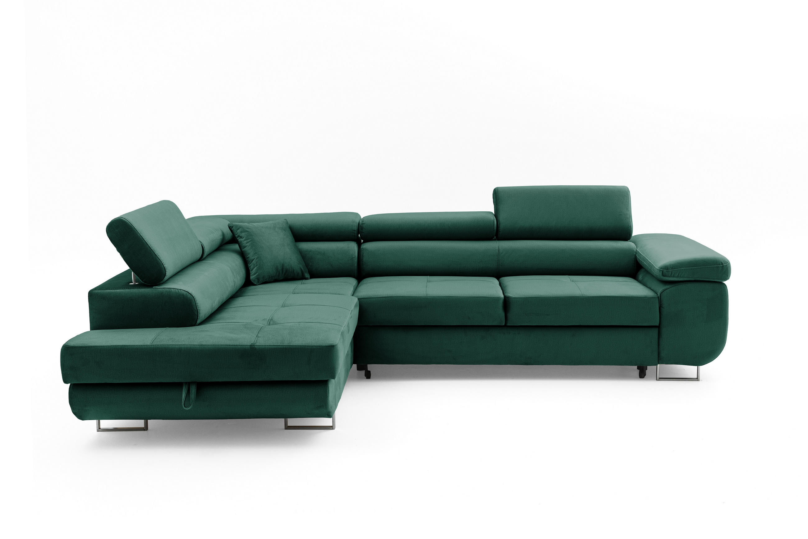 ECKSOFA WILD L Links Dunkelgrün - Chromfarben/Dunkelgrün, Holz/Textil (203/274cm) - Muffo