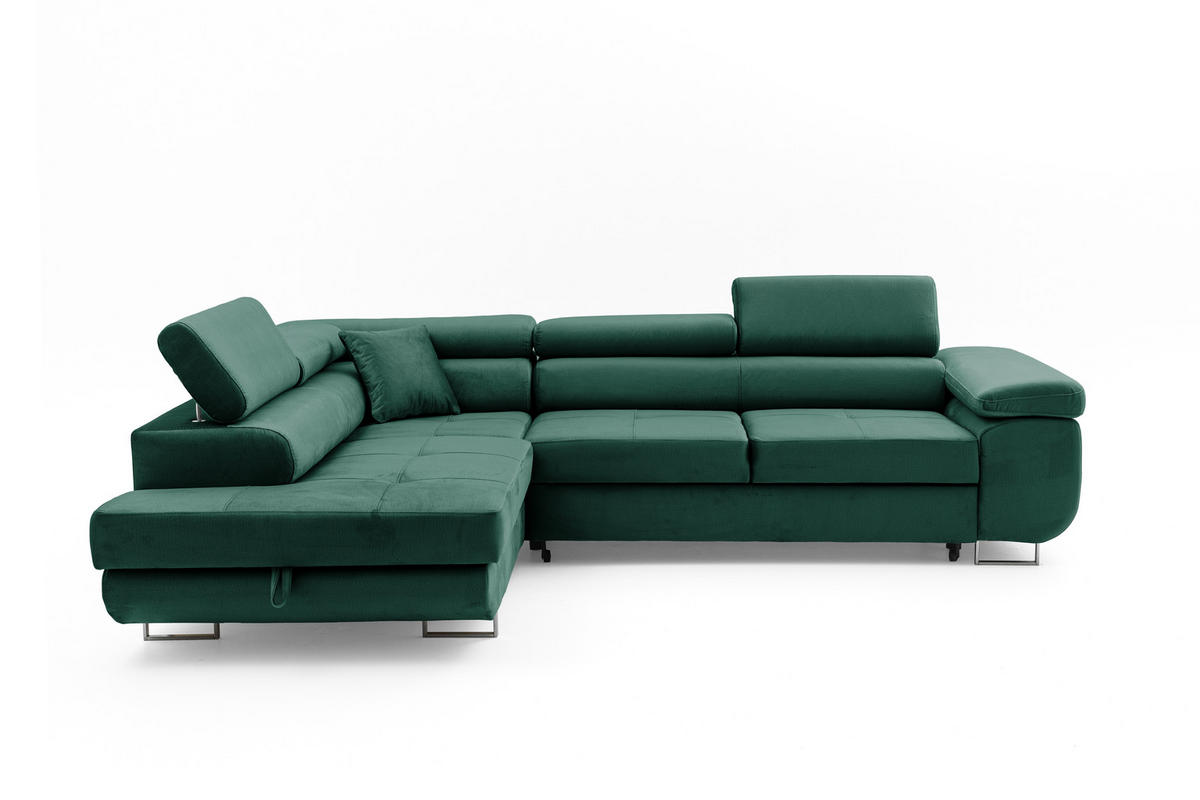 ECKSOFA WILD L Links Dunkelgrün - Dunkelgrün, Holz (203/274cm) - Muffo