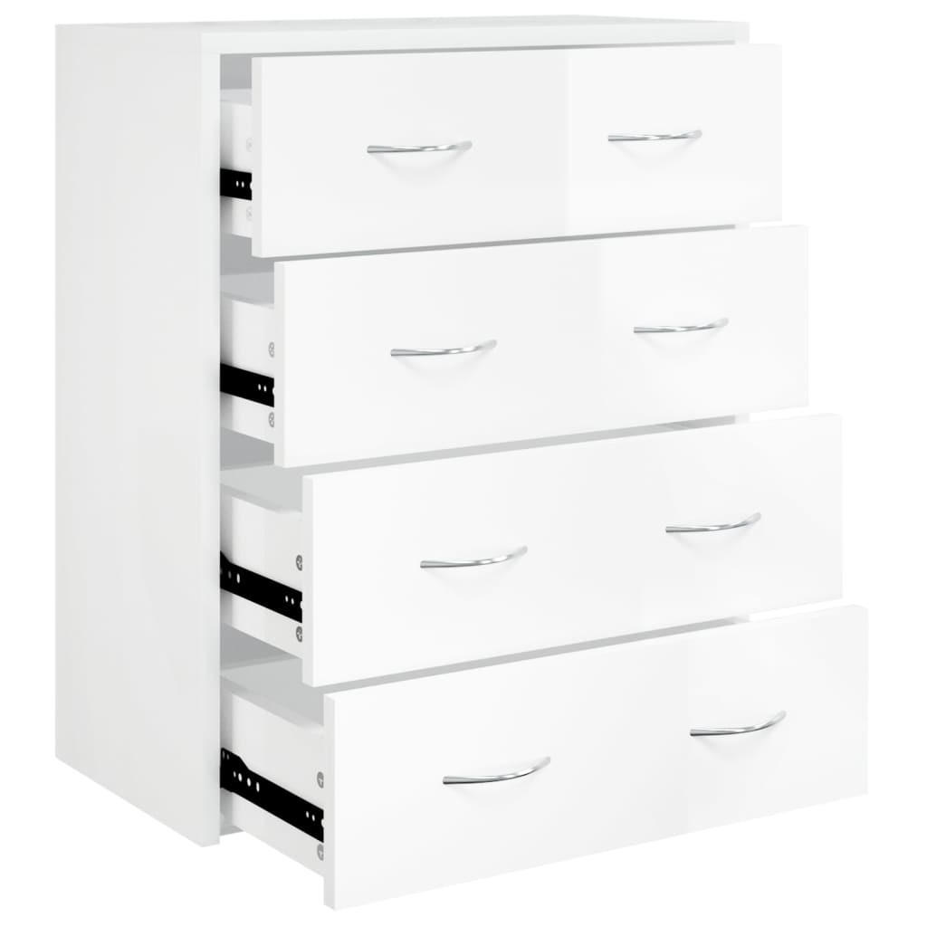 KOMMODE mit 4 Schubladen 60x30,5x71 cm Hochglanz-Weiß - Weiß, Holzwerkstoff (60/71/30.5cm) - furnicato