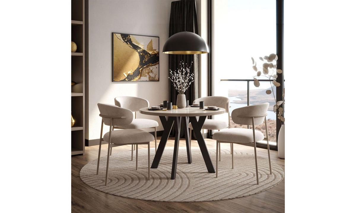 ESSTISCH VOLTA GLOSS 100/100/72,5 cm Tischplatte: Kaschmir Glanz; Gestell: Schwarz - Kaschmir/Schwarz, Holzwerkstoff/Metall (100/100/72.5cm) - Lookway
