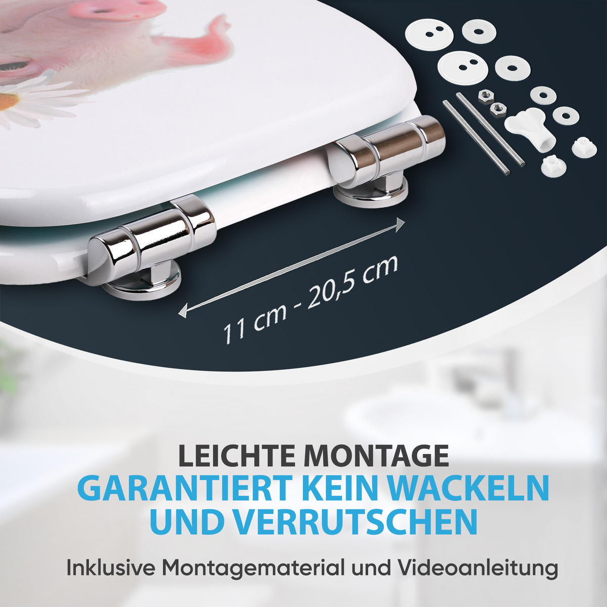 WC-SITZ mit Absenkautomatik Schwein - Türkis, Holzwerkstoff (38/6/47cm) - Sanilo